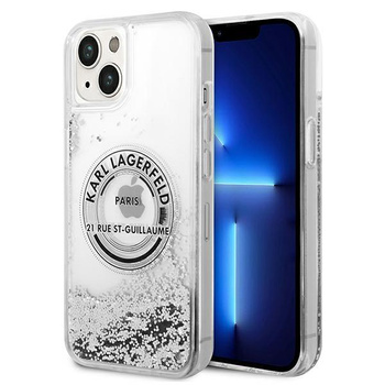 Karl Lagerfeld Liquid Glitter Round RSG Logo Case – Etui iPhone 14 Plus (srebrny)