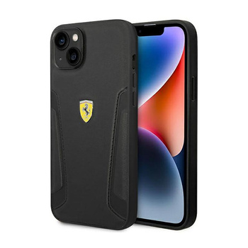 Kožené pouzdro s razítkem Ferrari - iPhone 14 Plus (černé)