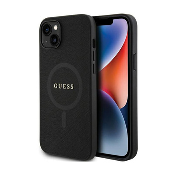 Guess Saffiano MagSafe - étui pour iPhone 15 (noir)