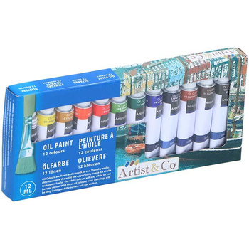 Oil paints in 12 ml tubes 12 colors