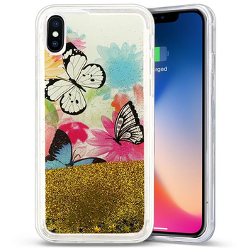 Zizo Liquid Glitter Star Case - pouzdro pro iPhone X (Motýli)