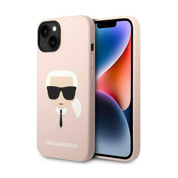 Karl Lagerfeld Silicone Iconic Karl`s Head - Coque pour iPhone 14 Plus (rose)