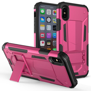 Zizo Hybrid Transformer Cover - Páncélozott iPhone X tok állvánnyal (rózsaszín/fekete)