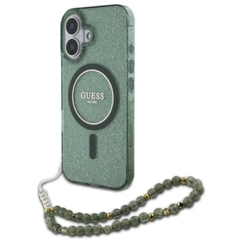 Guess IML Glitter With Pearl Strap MagSafe Case - iPhone 16 Case (vert)