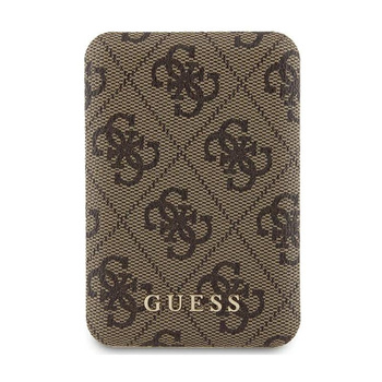 Guess 4G Leather Metal Logo MagSafe - Power Bank 5000 mAh 15W MagSafe à induction (marron)