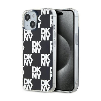 DKNY IML Checkered Mono Pattern - tok iPhone 15 / 14 / 13 készülékhez (fekete)