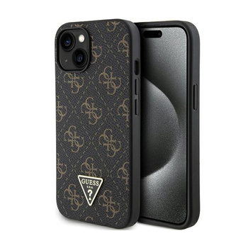 Guess 4G Triangle Metal Logo - pouzdro pro iPhone 15 Plus (černé)