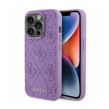 Guess Leather 4G Stamped - Étui pour iPhone 15 Pro Max (violet)