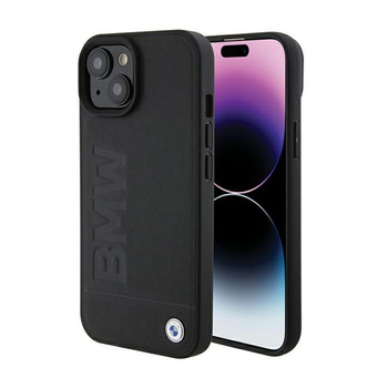 BMW Leder Hot Stamp - iPhone 15 Tasche (schwarz)