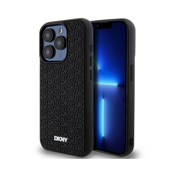 DKNY 3D gumi ismétlődő minta - iPhone 15 Pro Max tok (fekete)