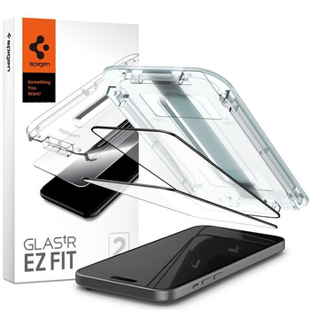 Spigen GLAS.TR EZ FIT FC - Tempered glass for iPhone 15 2 pcs (Black frame)