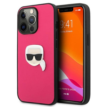 Karl Lagerfeld PU Leder Karl's Head Metall - iPhone 13 Pro Max Tasche (rosa)