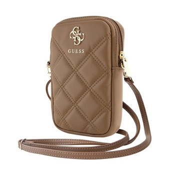 Guess Zip Quilted 4G - Torebka na telefon (brązowy)