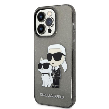 Karl Lagerfeld IML Glitter NFT Karl & Choupette - Etui iPhone 14 Pro (czarny)