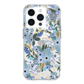 Rifle Paper Clear MagSafe - pouzdro pro iPhone 15 Pro (Garden Party Blue)