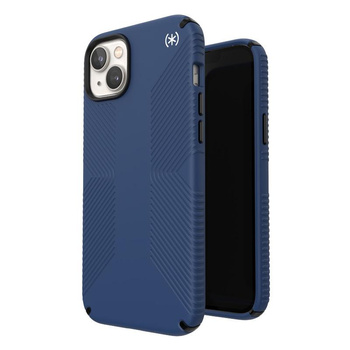 Speck Presidio2 Grip - Coque antidérapante pour iPhone 14 Plus (Bleu côtier / Noir / Blanc)