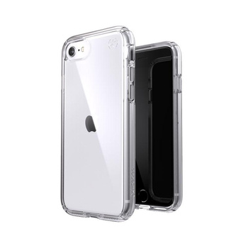 Speck Presidio Perfect-Clear - Coque pour iPhone SE (2022 / 2020) / 8 / 7 avec revêtement MICROBAN (transparent)