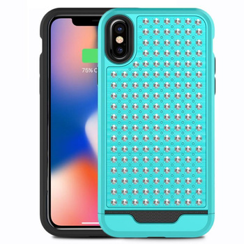 Zizo Star Diamond Hybrid Cover - Coque pour iPhone X (Sarcelle/Noir)