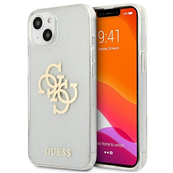 Guess Glitter 4G Big Logo - pouzdro pro iPhone 13 mini (průhledné)