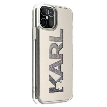 Karl Lagerfeld Logo Karl Liquid Glitter Multi Mirror - iPhone 12 Pro Max Tasche (silber)