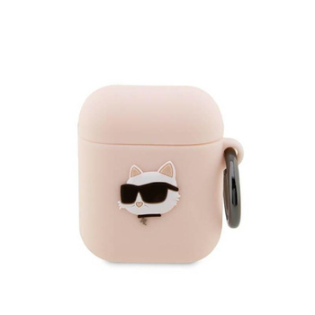 Karl Lagerfeld Silikonové pouzdro NFT Choupette Head 3D - AirPods 1/2 gen (růžové)