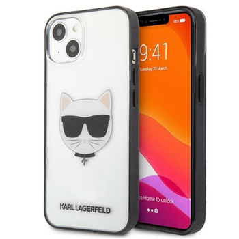 Karl Lagerfeld Choupette Head - Etui iPhone 13 mini (przezroczysty / czarna ramka)