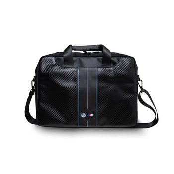 BMW Carbon Blue Stripes - 16" Notebooktasche (schwarz)