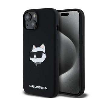 Karl Lagerfeld Silikonové pouzdro Choupette Head MagSafe - iPhone 15 Plus / 14 Plus (černé)