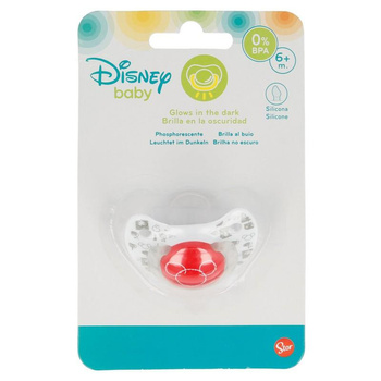 Mickey Mouse - Silicone pacifier in anatomical shape 6 m+ (glow-in-the-dark) (red)