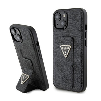 Guess Grip Stand 4G Triangle Strass Logo - pouzdro pro iPhone 15 (černé)