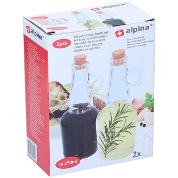 Alpina - Bouteille en verre avec bouchon pour huile/vinaigre 250 ml 2 pcs.