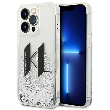 Karl Lagerfeld Liquid Glitter Big Logo Case - Coque pour iPhone 14 Pro (argent)