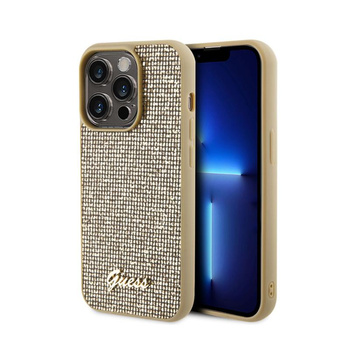 Guess Disco Metal Script - Coque iPhone 15 Pro (Or)