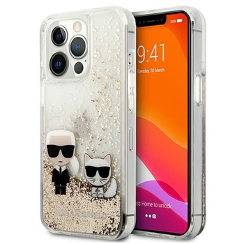 Karl Lagerfeld Liquid Glitter Karl & Choupette - Coque iPhone 13 Pro Max (Or)