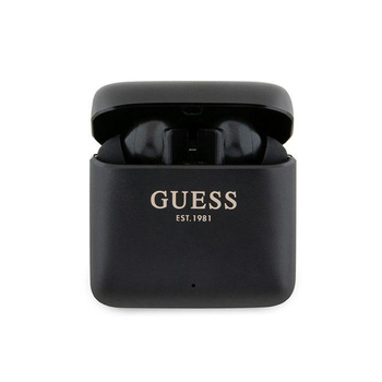 Guess Printed Logo - Sluchátka Bluetooth TWS + nabíjecí pouzdro (černé)