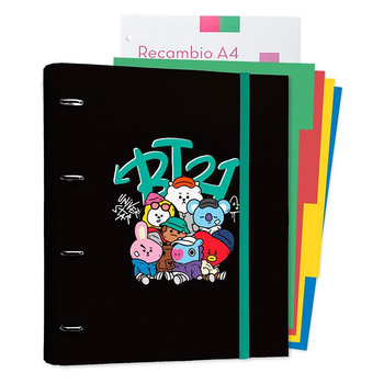 BT21 - Street Mood collection Classeur à anneaux A4 avec feuilles (4 anneaux, élastique)