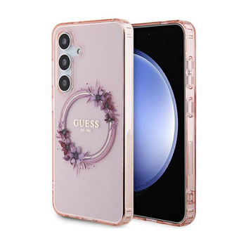 Guess IML Flowers Wreath MagSafe - Etui Samsung Galaxy S24 (różowy)