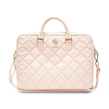 Brašna na počítač Guess Quilted 4G - 15" / 16" brašna na notebook (růžová)