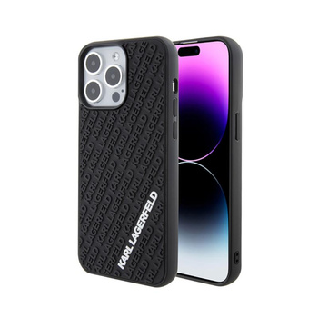 Karl Lagerfeld 3D Rubber Multi Logo - pouzdro pro iPhone 15 Pro Max (černé)