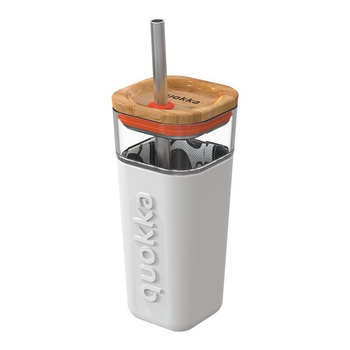 Quokka Liquid Cube - 540 ml glass mug with stainless steel straw (Inner Graffiti)