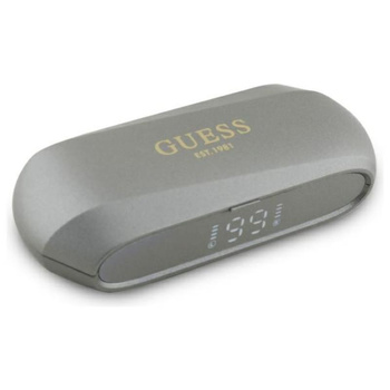 Guess Logo imprimé métallique allongé - TWS Casque Bluetooth + étui de chargement (gris)