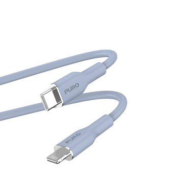 Měkký kabel PURO ICON - USB-C na Lightning MFi 1,5 m (prášková modrá)