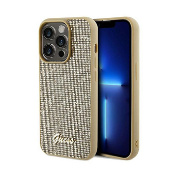 Guess Disco Metal Script - Coque iPhone 14 Pro (Or)