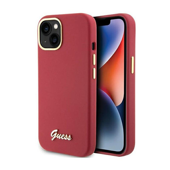 Guess Silicone Script Metal Logo & Frame - iPhone 15 Case (magenta)