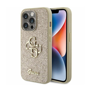 Guess Glitter Script Big 4G - iPhone 15 Pro Max Tasche (Gold)