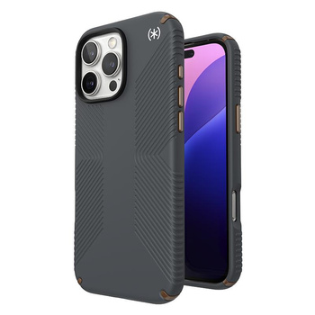 Speck Presidio2 Grip - iPhone 16 Pro Max Tasche (Holzkohle Grau / Cool Bronze / Weiß)