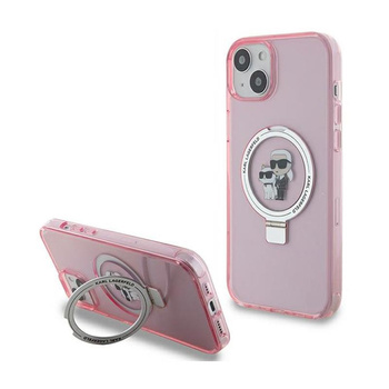 Karl Lagerfeld Ring Stand Karl & Choupette MagSafe - Coque pour iPhone 15 Plus (rose)