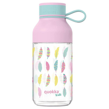 Quokka Ice Kids mit Riemen - 430 ml Tritan Trinkflasche mit Riemen (Feathers)