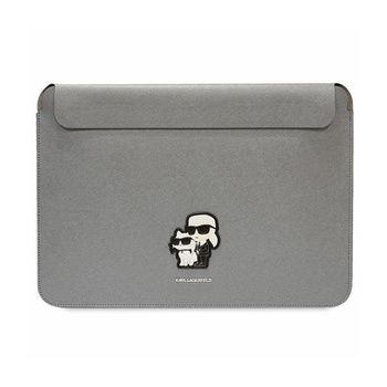 Karl Lagerfeld NFT Saffiano Karl & Choupette Sleeve - pouzdro na 16" notebook (stříbrné)