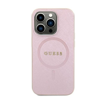 Guess Saffiano MagSafe - iPhone 15 Tasche (rosa)